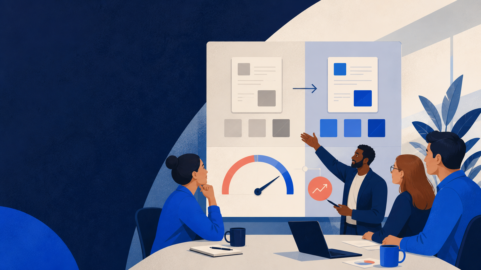Flujo de trabajo que conecta una capacitación de IA con revisión y transferencia al equipo